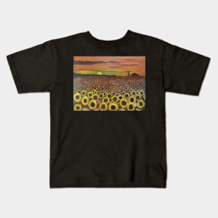 In the Sunflower Field at Sunset Kids T-Shirt